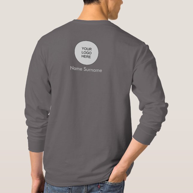 Camiseta Gris Smoke Añade Tu Logo Aquí Mens Elegante (Reverso)