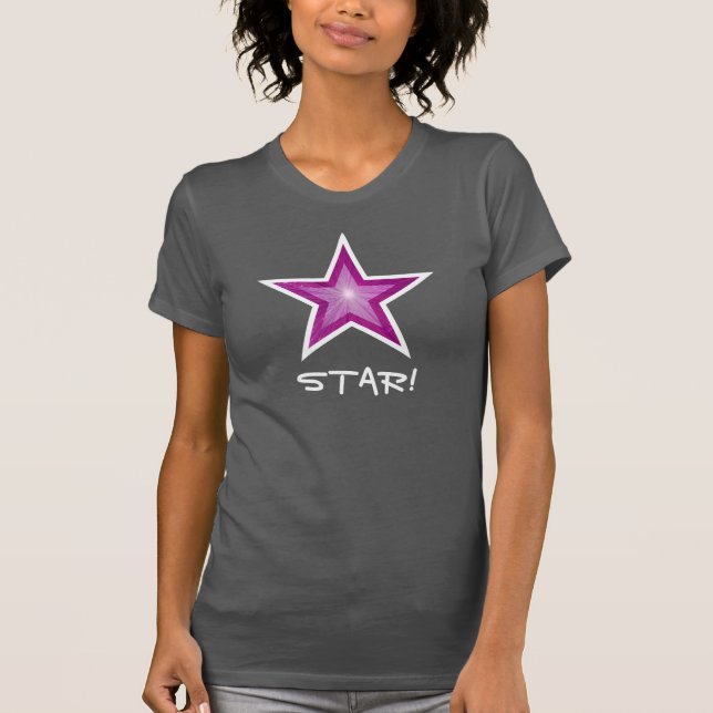 Camiseta gris 'STAR!' de Estrella Rosa (Anverso)