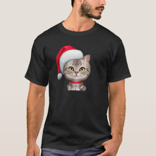 Camiseta Gris Tabby Cat en Santa Claus Navidades Gorras T S
