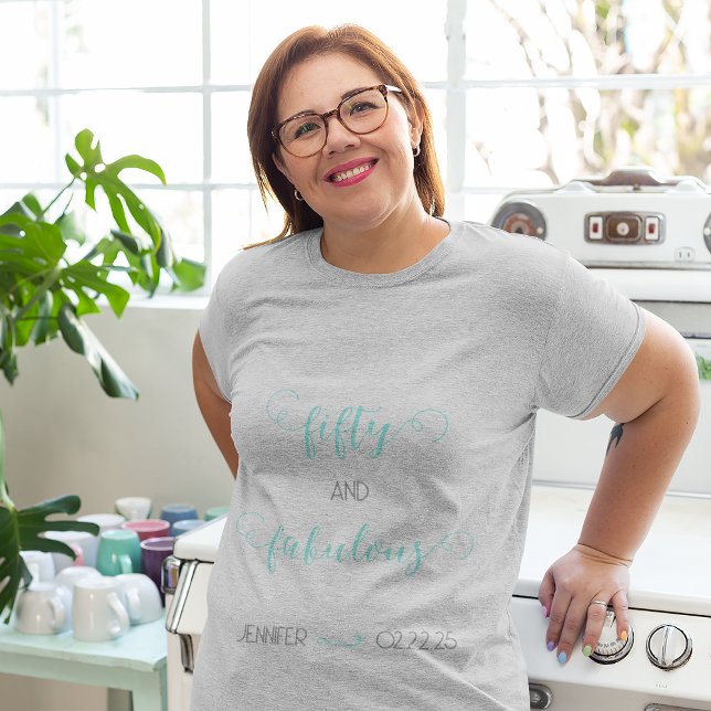 Camiseta Gris verde azulado y oscuro 50 y fabuloso cumpleañ (Subido por el creador)