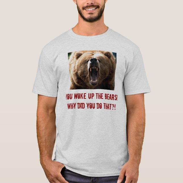 Camiseta ¡grisáceo, usted despertó los osos! Porqué lo hizo (Anverso)