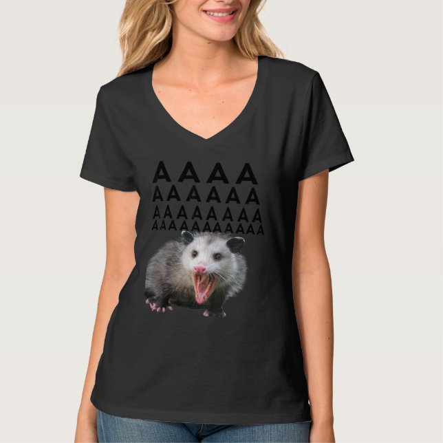 Camiseta Gritando a Possum Aaaa Cute Opossum Dank Meme Men  (Anverso)