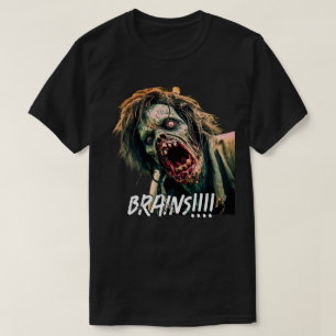 Camiseta Gritando cerebros zombis