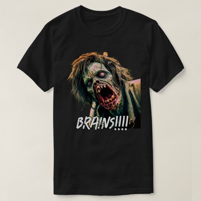 Camiseta Gritando cerebros zombis (Diseño del anverso)