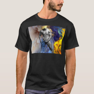 Camiseta Grito de la figura muscular masculina en escala de