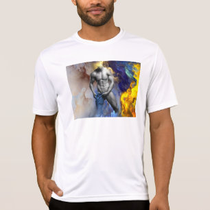 Camiseta Grito de la figura muscular masculina en escala de