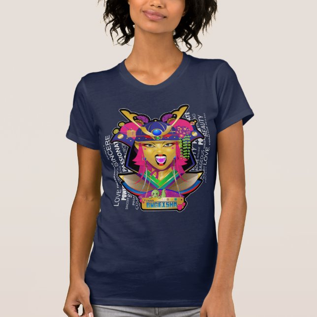 Camiseta Grito de la guerra del samurai del geisha (Anverso)