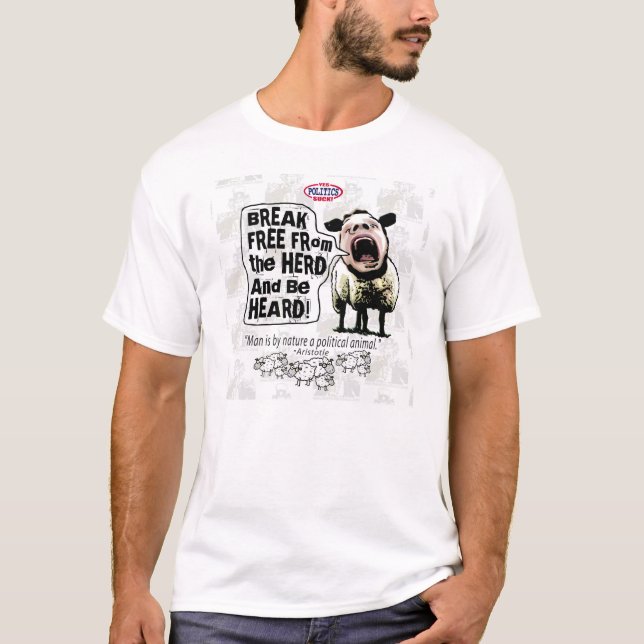 Camiseta Gritos políticos de Sheople Sheeple de las ovejas (Anverso)