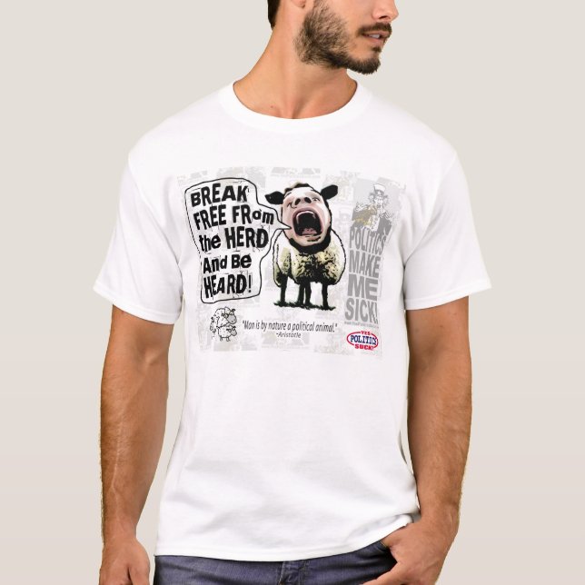 Camiseta Gritos políticos de Sheople Sheeple de las ovejas (Anverso)