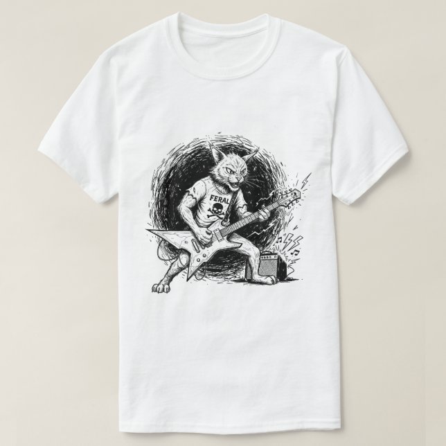 Camiseta Gritty Ink Cat Guitar T-Shirt for Men (Diseño del anverso)