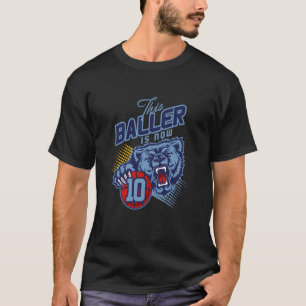 Camiseta Grizzly Bear Basketball Ball de cumpleaños de 10 a