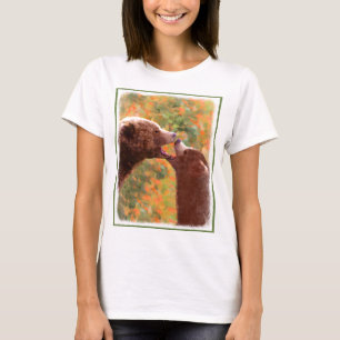 Camiseta Grizzly Bear Mom and Cub Painting - Wildlife Art