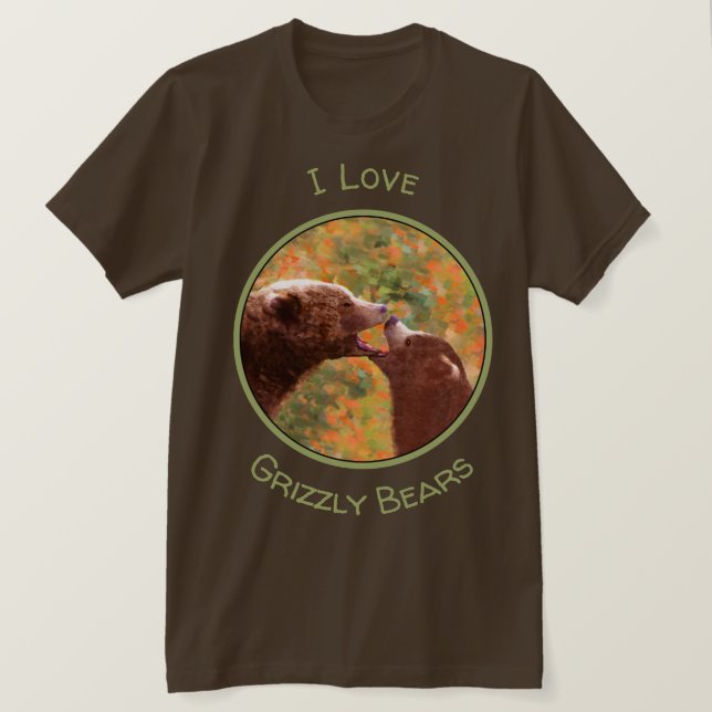 Camiseta Grizzly Bear Mom and Cub Painting - Wildlife Art (Anverso del diseño)