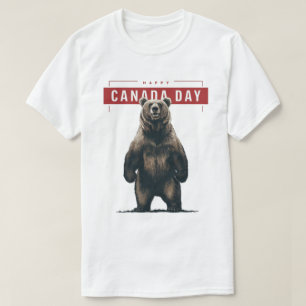 Camiseta Grizzly Bear Standing Happy Canada Day