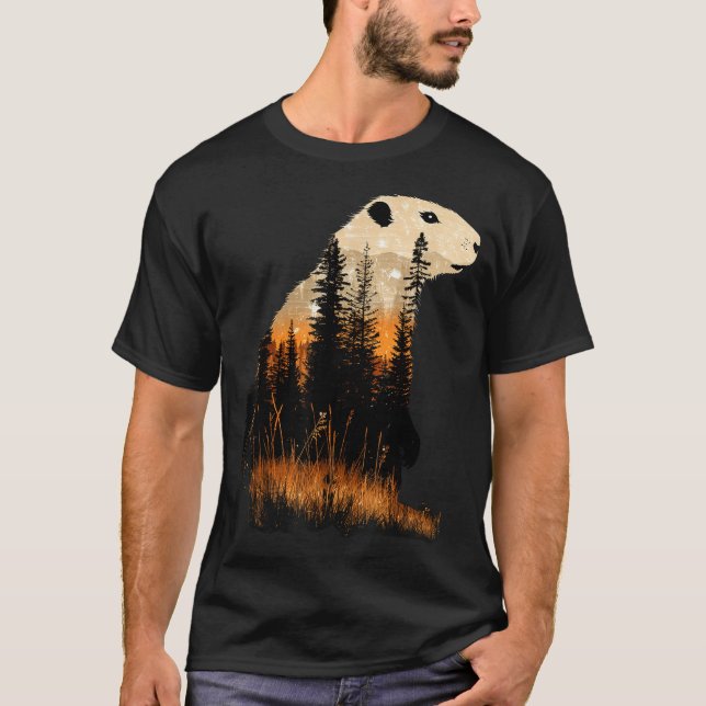 Camiseta Grlands, Bordes de bosque Marmota  (Anverso)