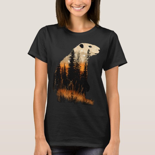 Camiseta Grlands, bordes de bosque marmota  (Anverso)