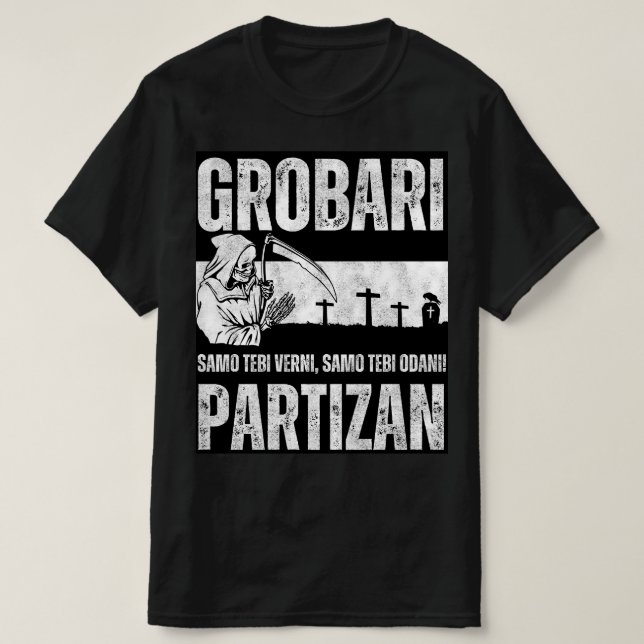 Camiseta Grobari Partizan Crno Beli (Diseño del anverso)