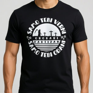 Camiseta Grobari Partizan Negro Blanco 
