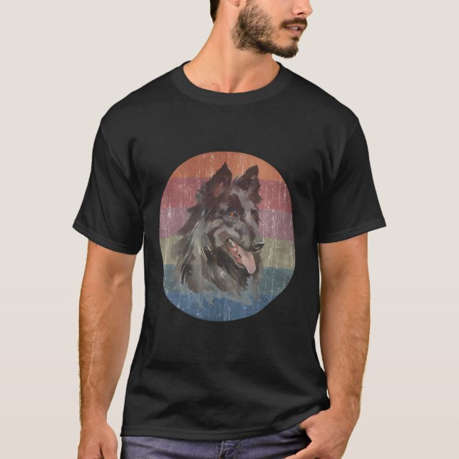 Camiseta Groenendael Colores de Agua de Pastor Belga (Anverso)