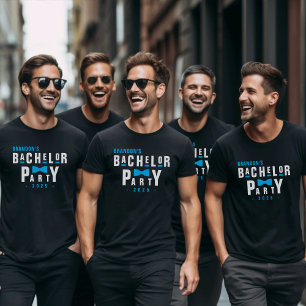Camiseta Groom Blue Bowtie Bacheler Party
