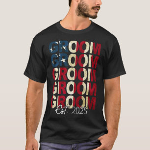 Camiseta Groom Bride Est. Bandera De Estados Unidos 2025 So