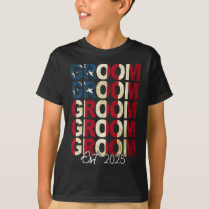 Camiseta Groom Bride Est. Bandera De Estados Unidos 2025 So