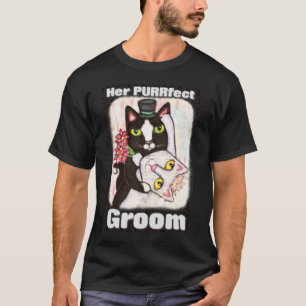 Camiseta Groom Cat Boda Pareja Black T-Shirt