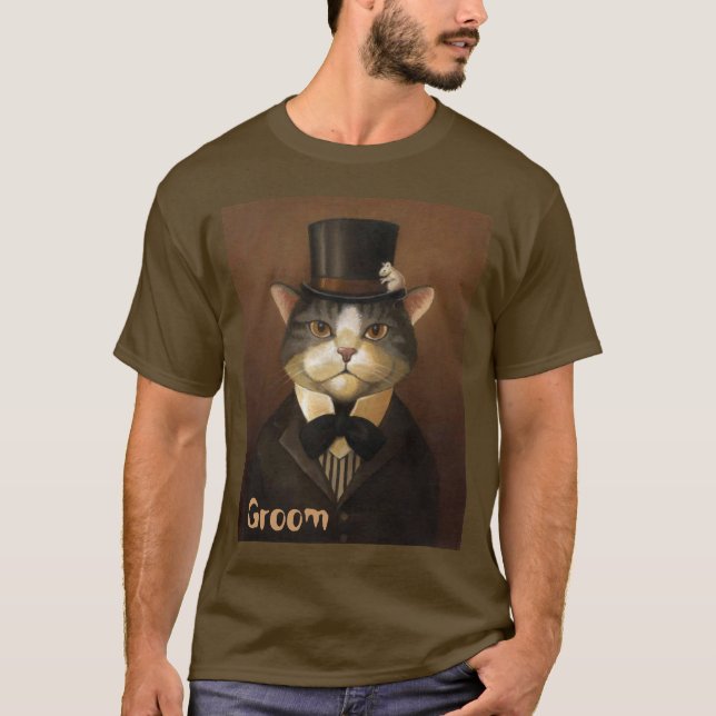 Camiseta GROOM, gatito del novio gracioso (Anverso)