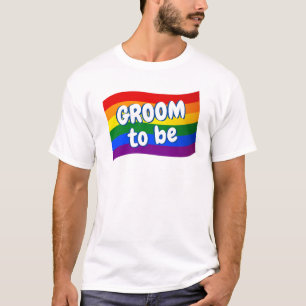 Camiseta Groom gay con bandera arco iris para matrimonio ga