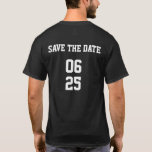 Camiseta Groom Sports Style Matching Pareja Guardar fecha<br><div class="desc">Pareja de juego de estilo deportivo Groom Save the Date T-Shirt</div>