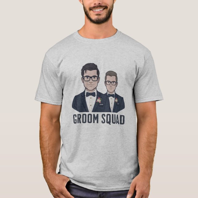 Camiseta Groom Squad - Cartoon Groomsmen T-Shirt (Anverso)