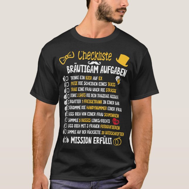 Camiseta Groom Tasks Poltern JGA Checklist (Anverso)