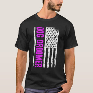 Camiseta Groomer de perro de la bandera estadounidense