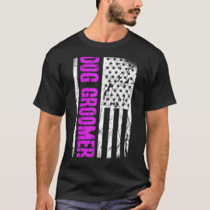 Camiseta Groomer de perro de la bandera estadounidense