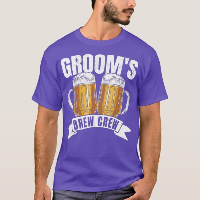 Camiseta Grooms Brew Crew  Funny Group Beer Drinking Team (Anverso)