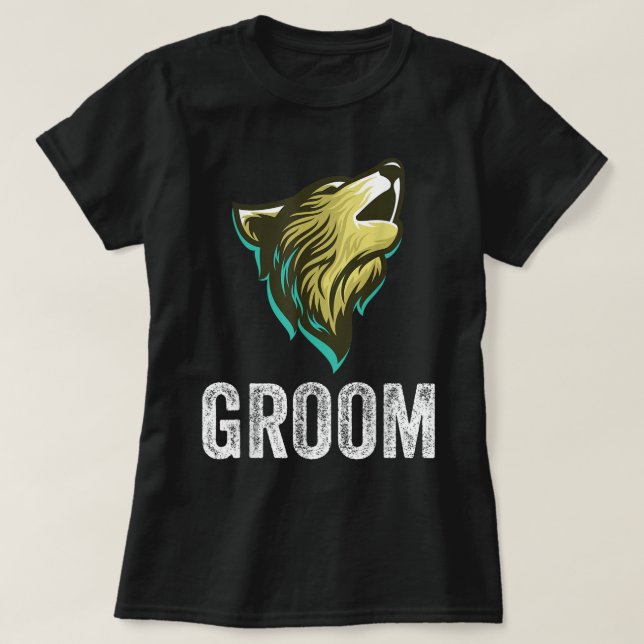 Camiseta Grooms Wolf Bachelor Wedding Groomsmen Team Party  (Diseño del anverso)