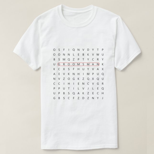 Camiseta Groomsman Diversión Boda Word Search Bacheler Part (Diseño del anverso)