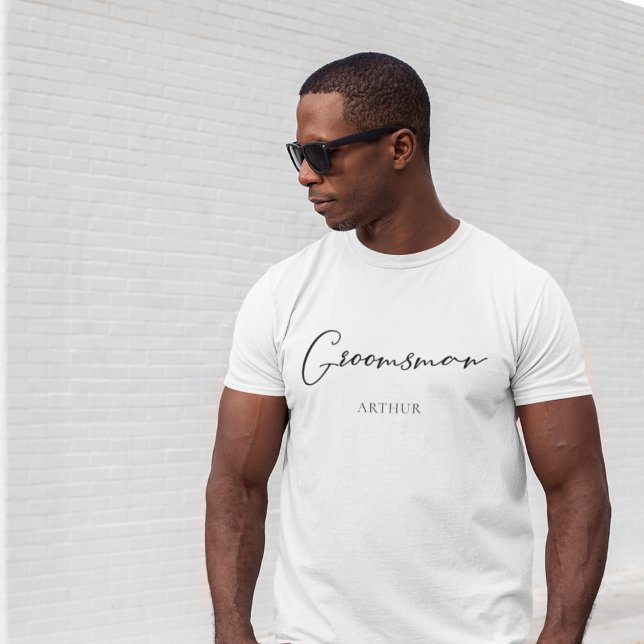 Camiseta Groomsman Moda personalizada Boda Minimalista (Subido por el creador)