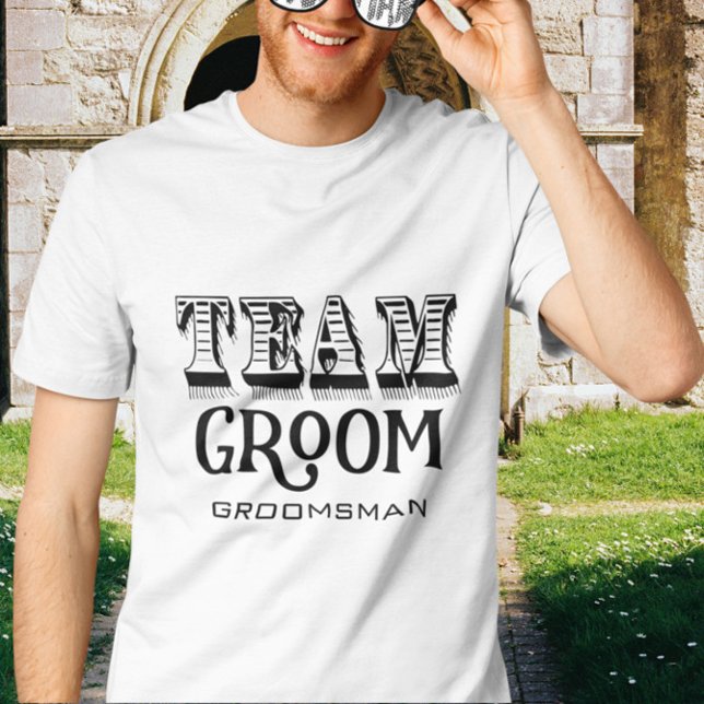 Camiseta Groomsman Team Groom Hand Letter Black Ink (Subido por el creador)
