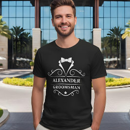 Camiseta Groomsman Tuxedo Tie Black