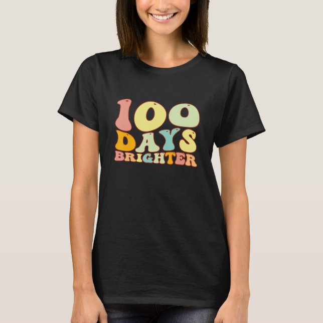 Camiseta Groovy 100 Days Brighter Student 100th Day Of Scho (Anverso)