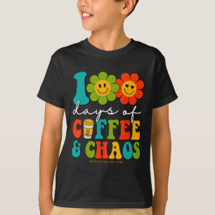 Camiseta Groovy 100 Días De Café Y Maestra De Caos 100 Da