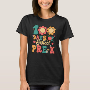 Camiseta Groovy 100 Días De Enseñanza Preescolar