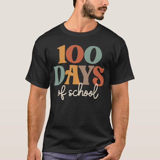 Camiseta Groovy 100 días de escuela - Retro para niños y ed (Anverso)