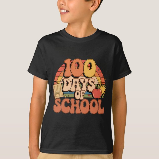 Camiseta Groovy 100th Day of School Design - Escuela de Vin (Anverso)