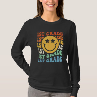 Camiseta Groovy 1st grade Vibes Face Retro Teachers Back To