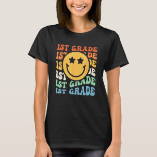 Camiseta Groovy 1st grade Vibes Face Retro Teachers Back To