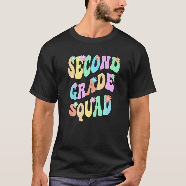 Camiseta Groovy 2nd Grade Squad School Teacher Second Gr Re (Anverso)