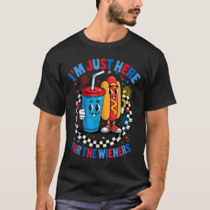 Camiseta Groovy 4 de julio Perro caliente estoy aquí para e