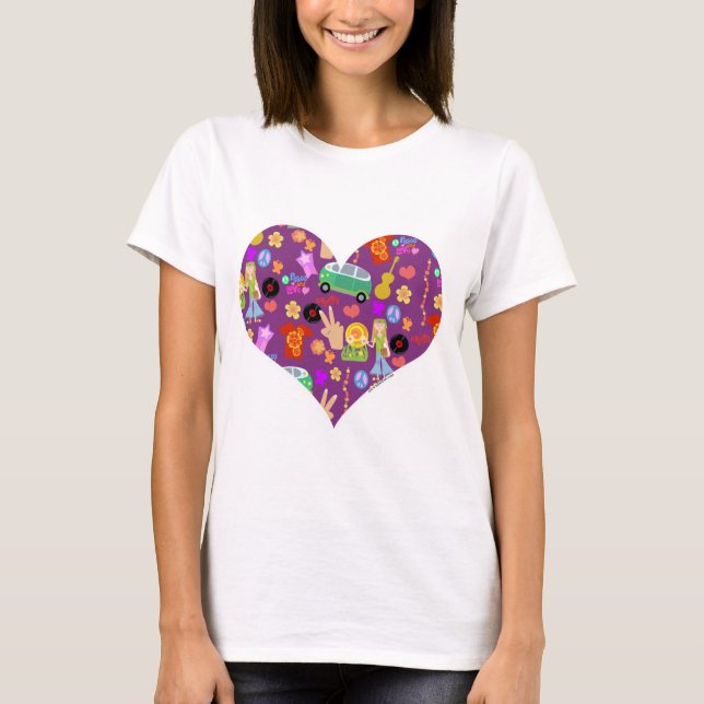 Camiseta Groovy 60's Purple Love (Anverso)